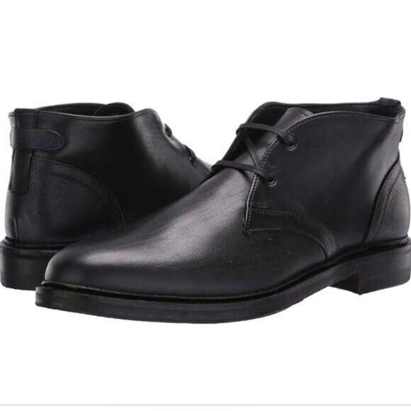 Allen Edmonds‎ Cyrus Black Leather 2 Eye Lace-up Comfort Shock Form Chukka Boots